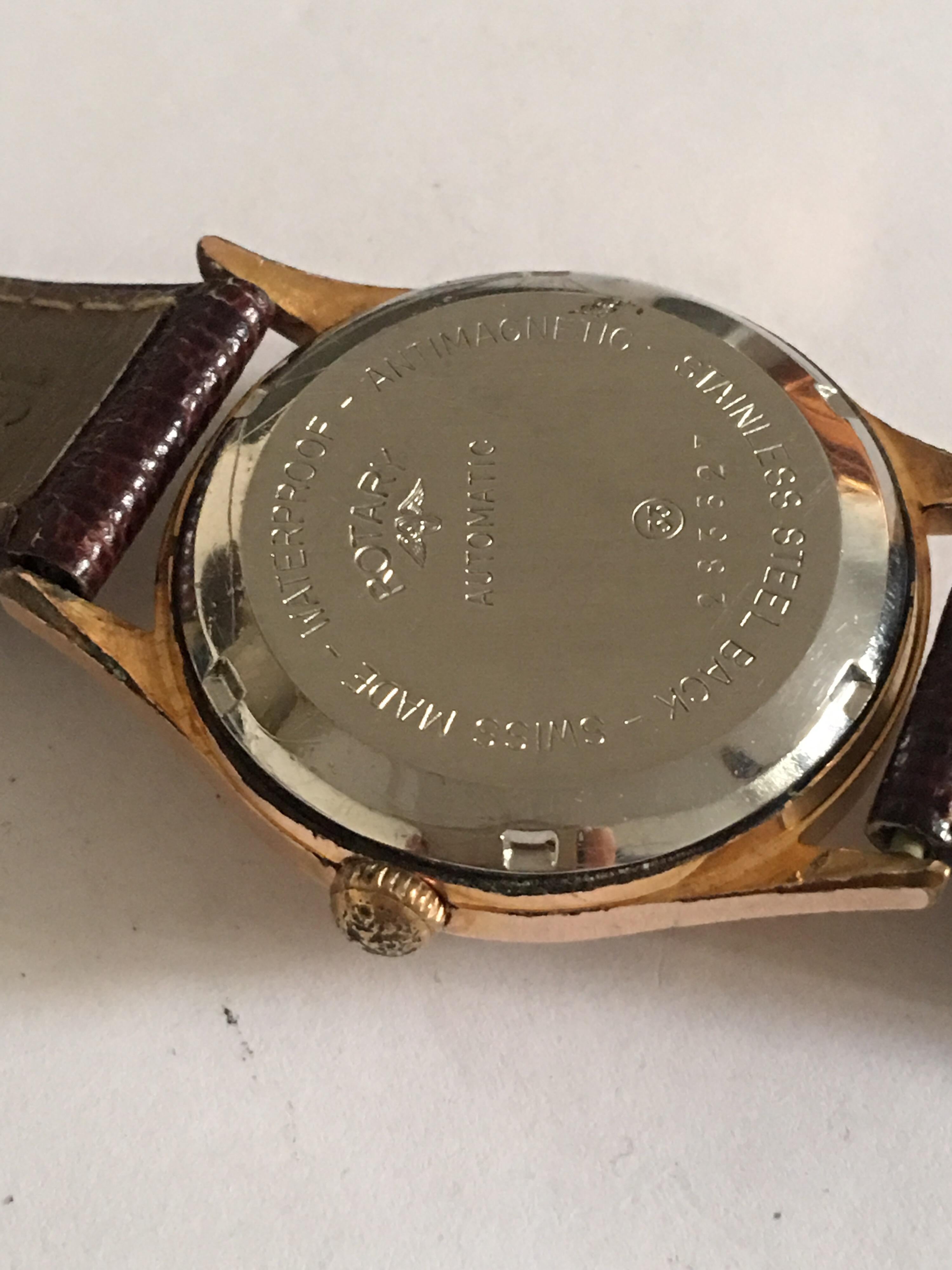 Gold-Plated Vintage 1940s Rotary Automatic Military Watch For Sale 2