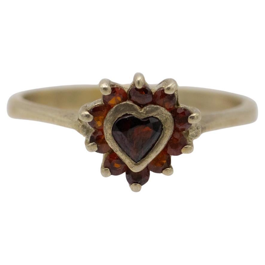 Gold-plated vintage ring with a heart motif For Sale
