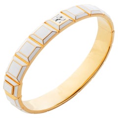 Gold-Plated White Enamel White Sapphire Carousel Bracelet