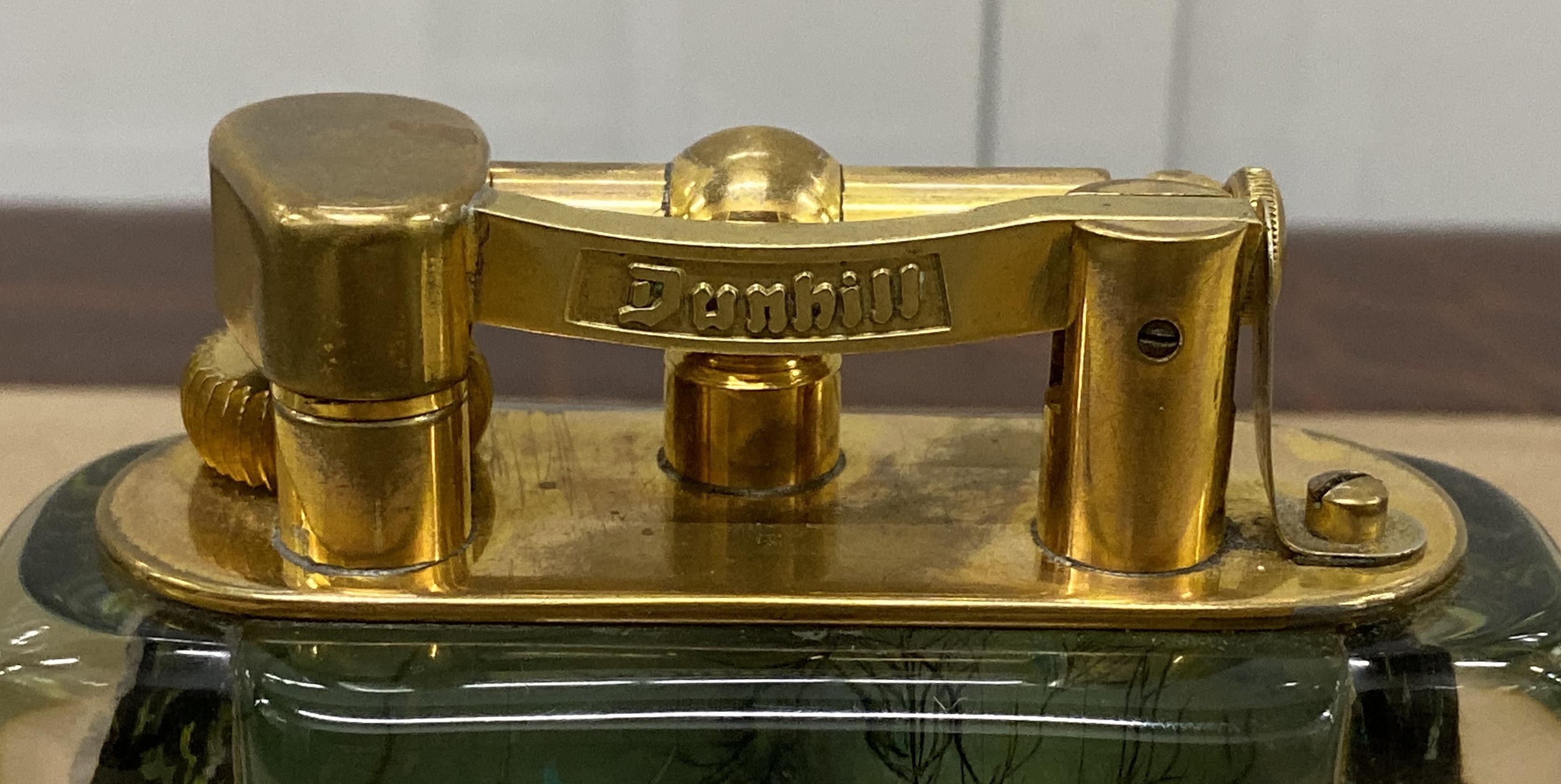 Gold Plate Gold-Plated Winston Churchill 950's Dunhill Aquarium Oversized Table Lighter