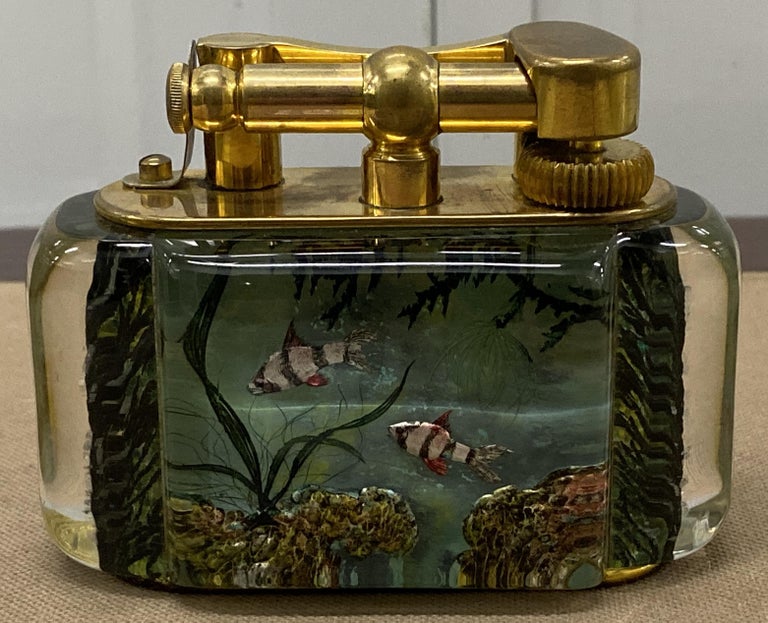 Gold-Plated Winston Churchill 950's Dunhill Aquarium Oversized Table Lighter For Sale 6