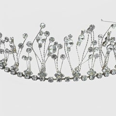Gold Plated Wired Tiara with Clear Crystals circa 1980s