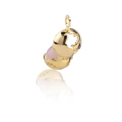 Gold Plated World Globe Locket - Rose Quartz