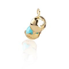 Gold plated World Globe Locket - Turquoise