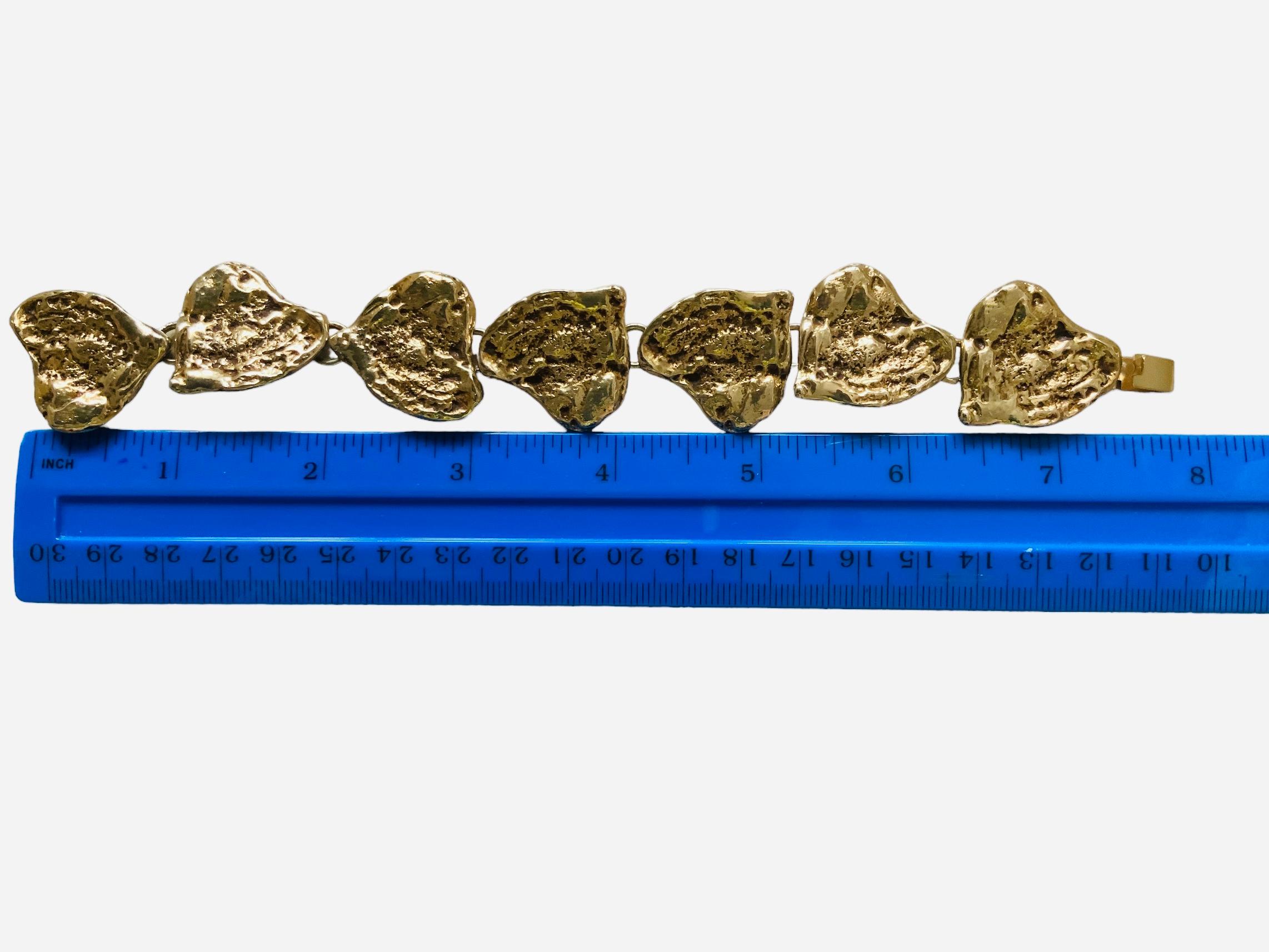 Gold Plated Yves Saint Laurent Heart Link Bracelet  For Sale 5