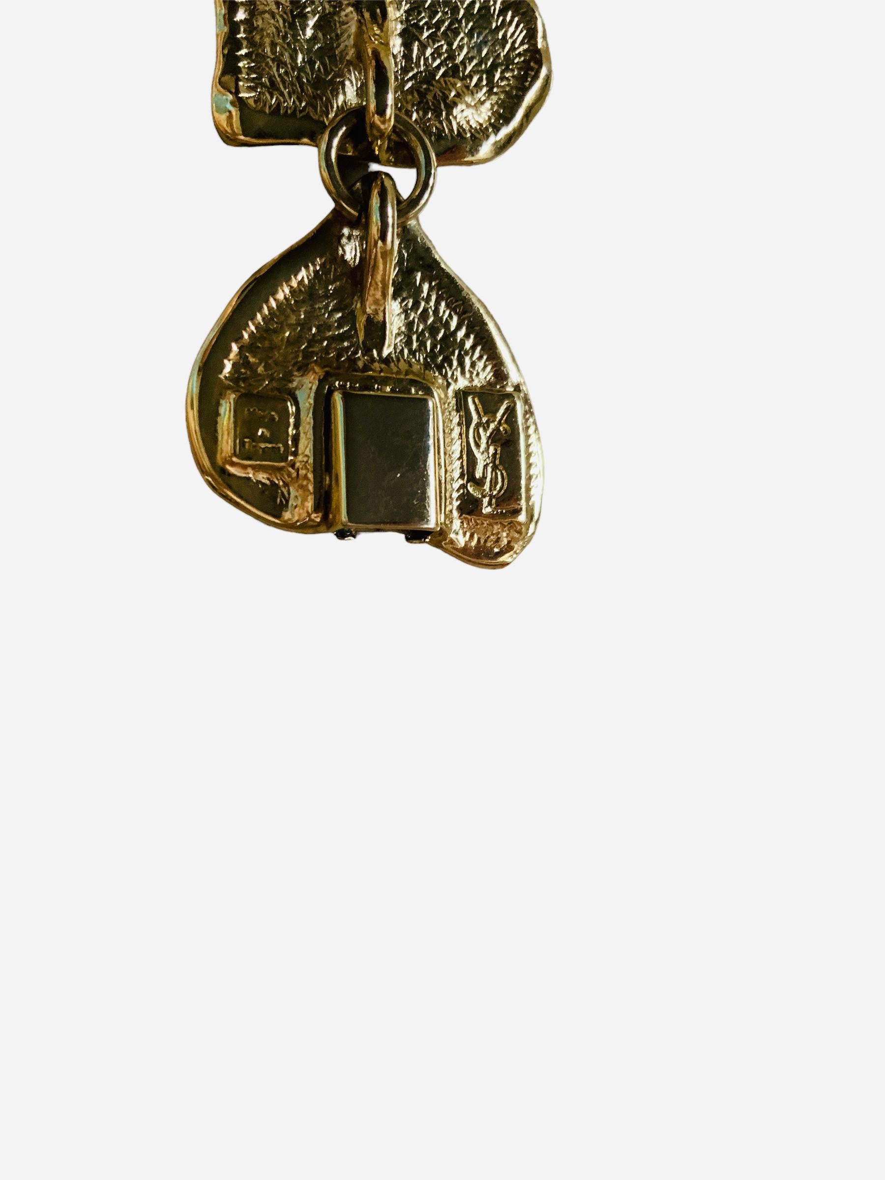 Women's or Men's Gold Plated Yves Saint Laurent Heart Link Bracelet  For Sale
