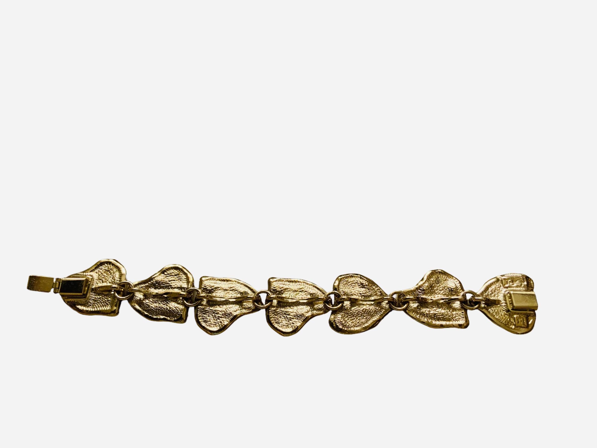 Gold Plated Yves Saint Laurent Heart Link Bracelet  For Sale 2
