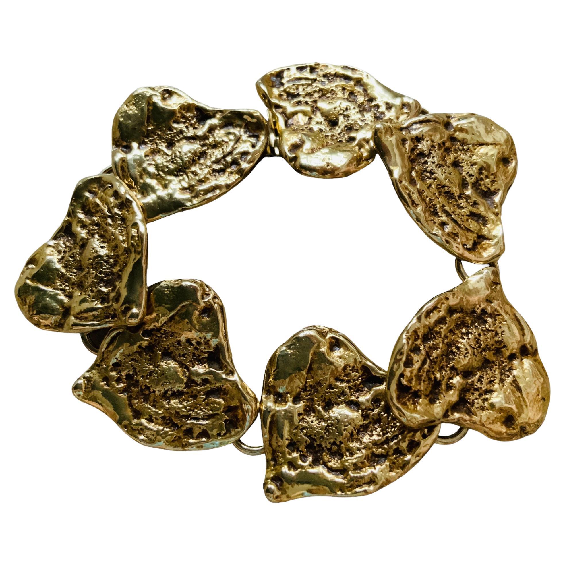 Gold Plated Yves Saint Laurent Heart Link Bracelet  For Sale