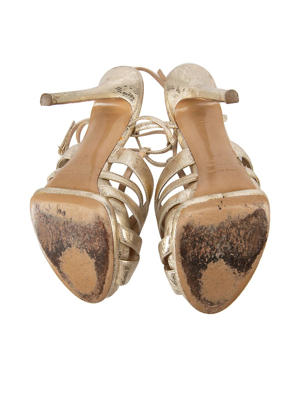 Women's Gold Platform Heel Sandals Size EU 40