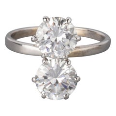 Vintage Gold Platinum and 2.75 Carat Diamonds French Toi et Moi Ring