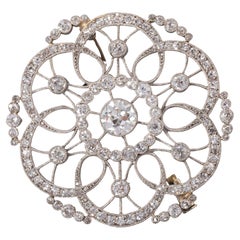Gold Platinum and 3.5 Carats Diamonds French Belle Epoque Brooch
