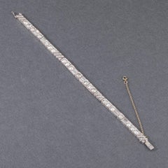 Gold Platinum and 9 Carats Diamonds Art Deco Bracelet by Golay Fils & Stahl