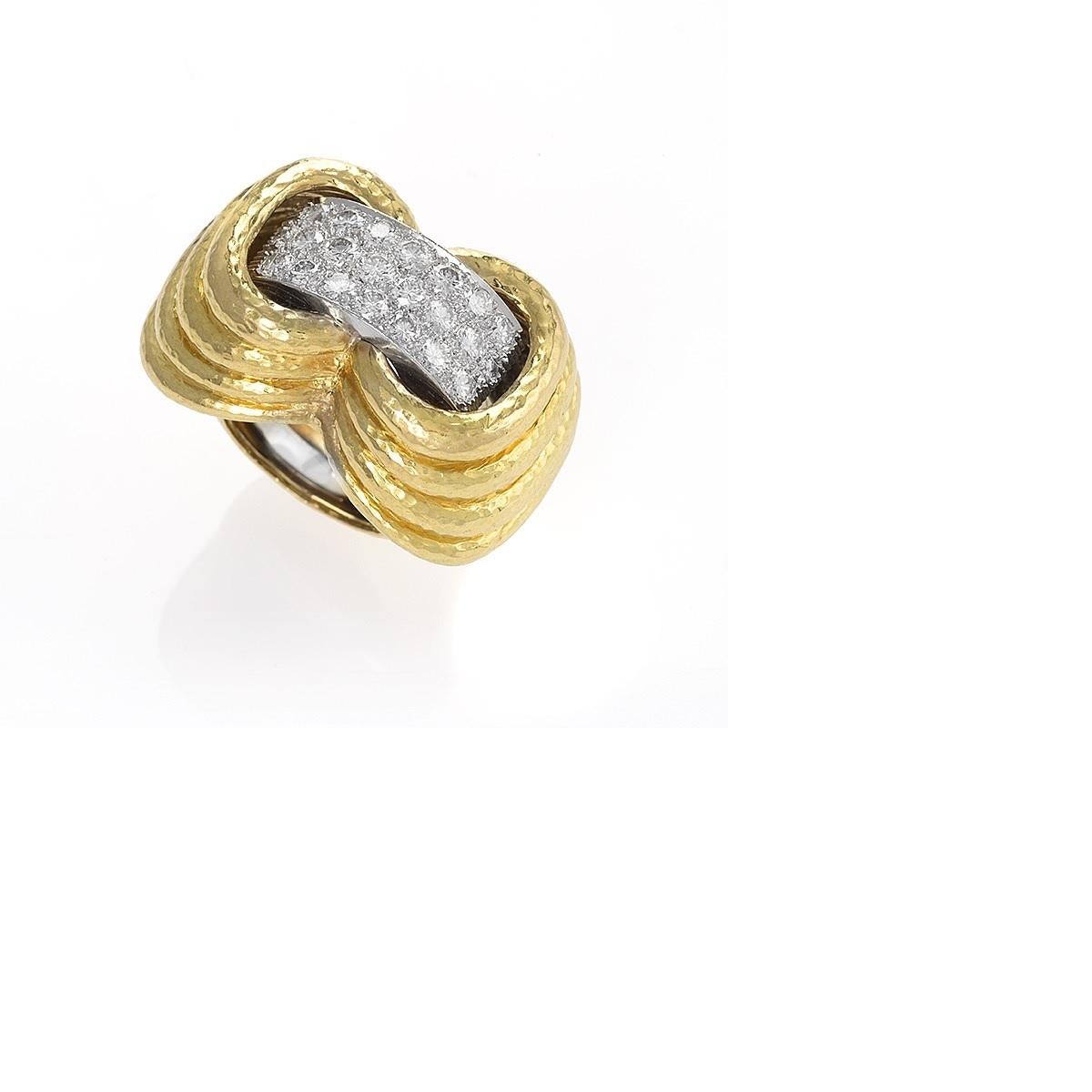 Modern Gold, Platinum and Diamond Ring by David Webb