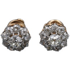 Gold, Platinum and Diamonds Antique French Belle Époque Earrings