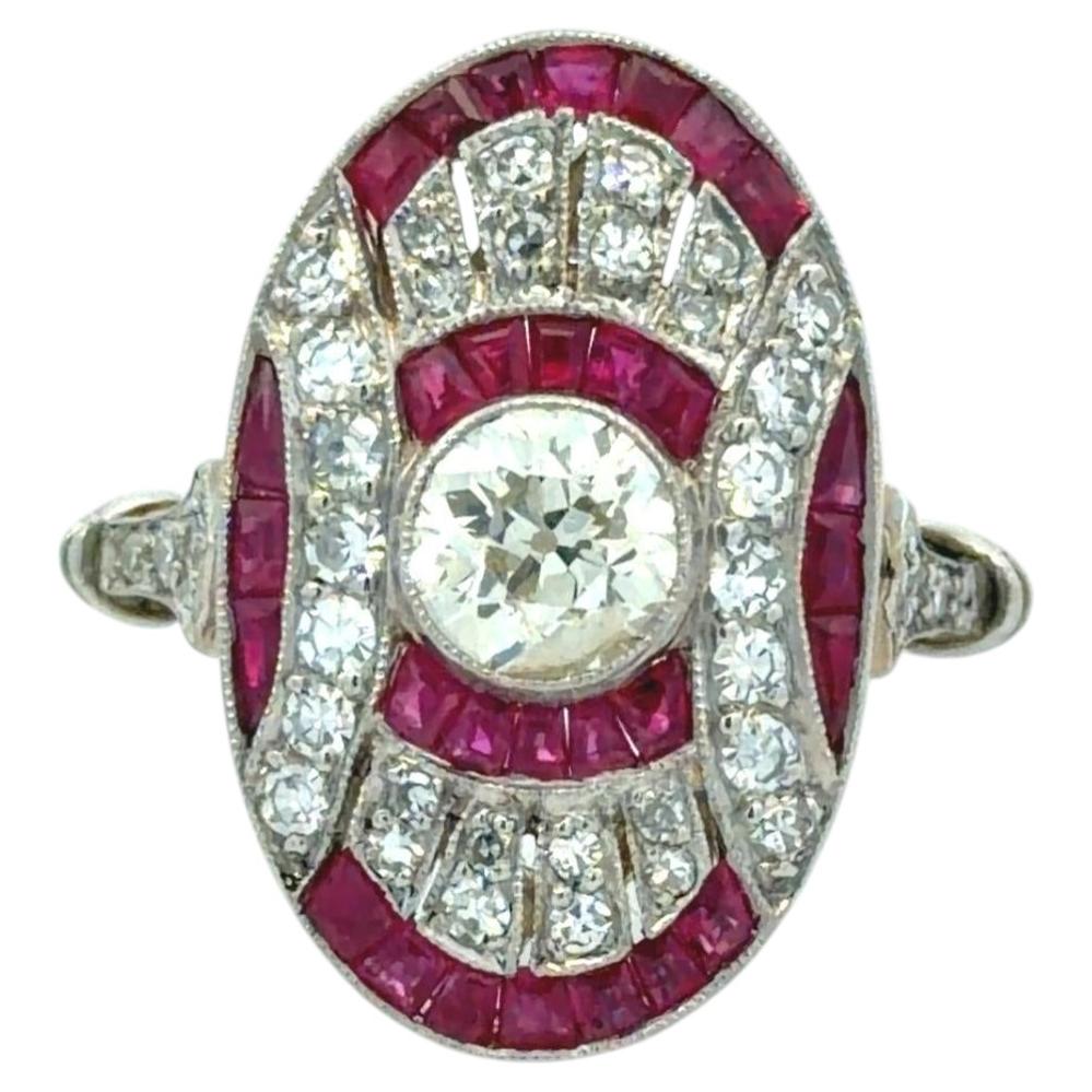 Gold & Platinum Ruby Diamond Ring