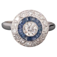 Gold Platinum Sapphires and Diamonds French Ring