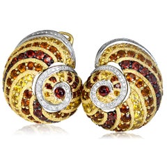 Gold & Platin Sunny The Snail Ohrringe mit Citrin & Diamanten von Alex Soldier