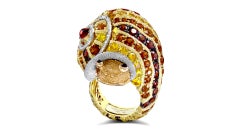 Gold & Platinum Sunny The Snail Ring with Citrine & Diamonds by Alex Soldier