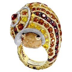 Gold & Platinum Sunny The Snail Ring with Citrine & Diamonds by Alex Soldier