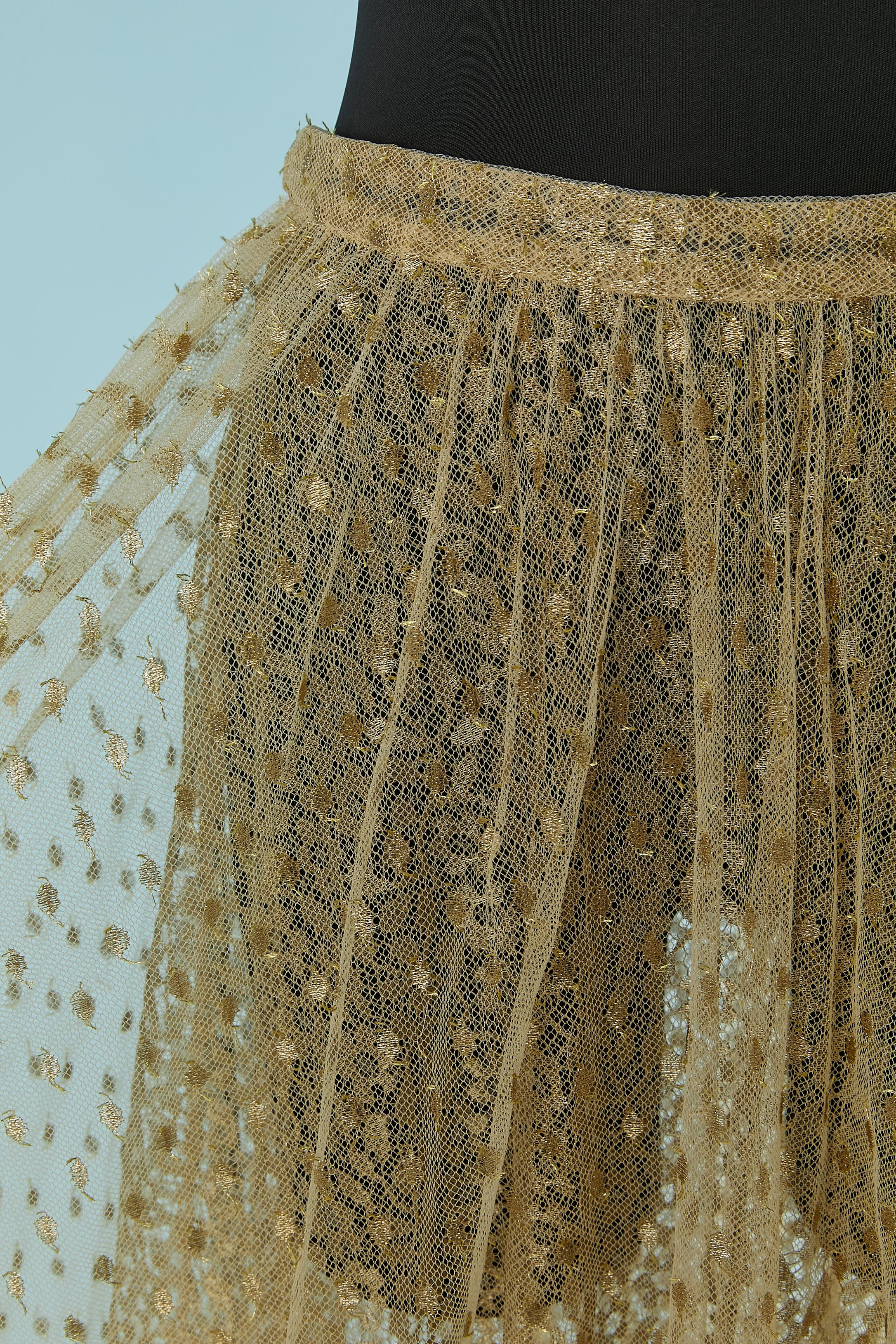 Women's Gold plumetis tulle and lace flare skirt CHISTIAN DIOR For Sale
