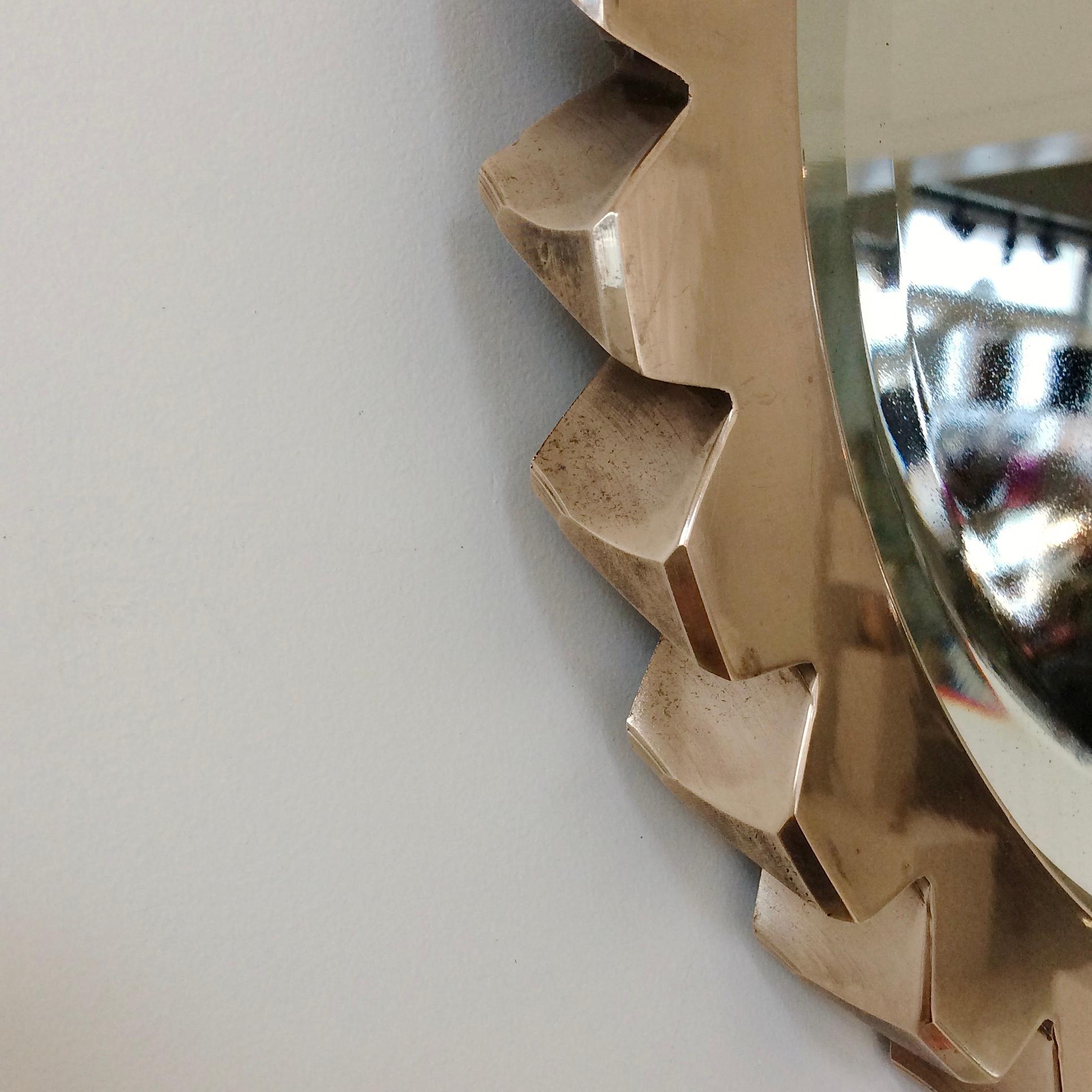 Late 20th Century Gold Polished Bronze Wall Mirror, circa 1970, France