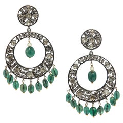 Gold Polki Earrings With Diamonds And Pearls - Vintage Intention