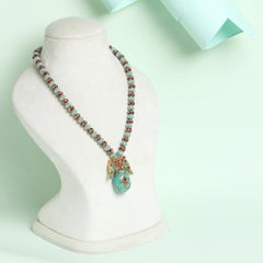 Gold Polki Necklace With Turquoise And Ruby - Vintage Intention