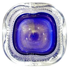 Murano Glass Geode Bullicante Bowl, Seguso/Barbini, Gold Polveri