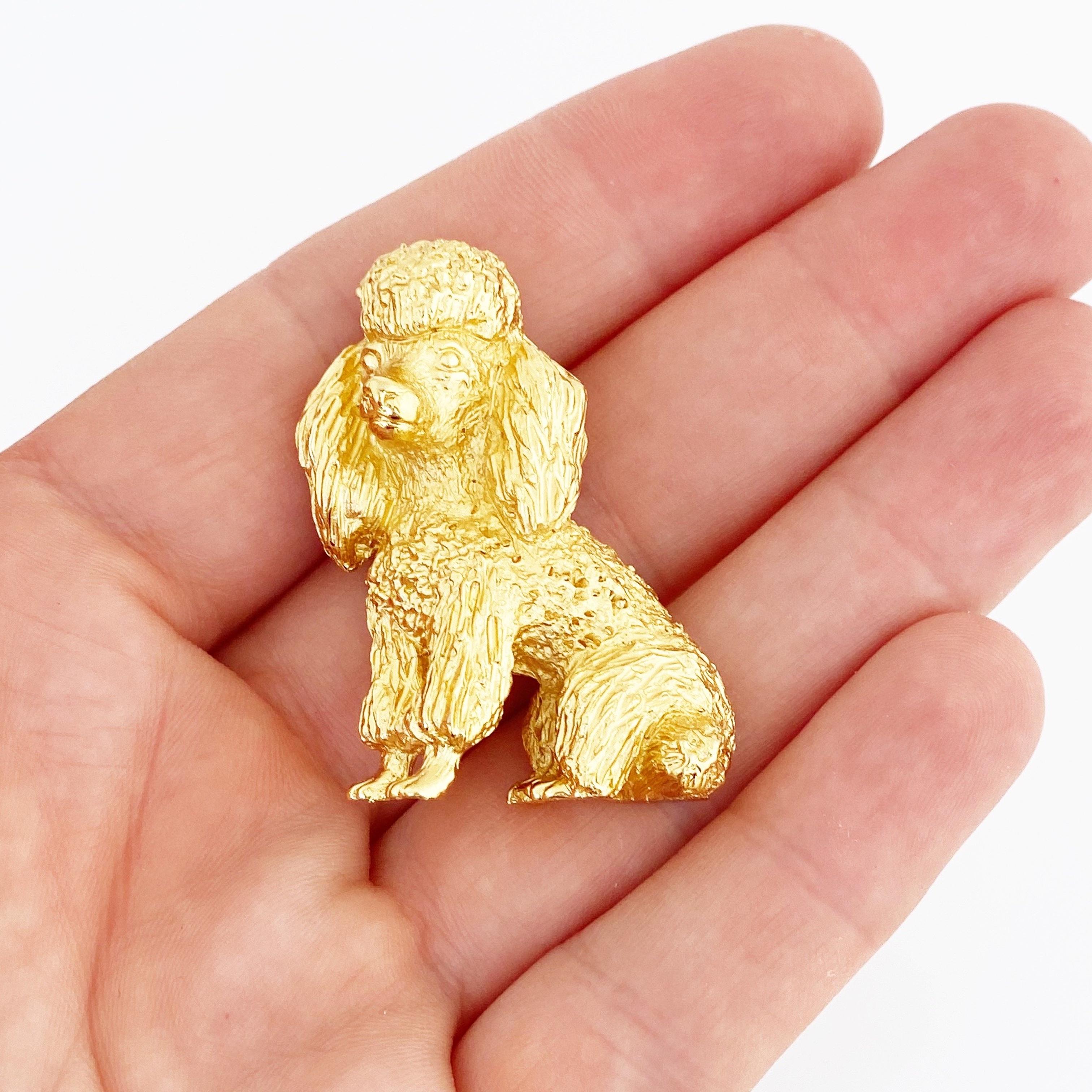Modern Gold Poodle Dog Figural Brooch by Crown Trifari, 1960s