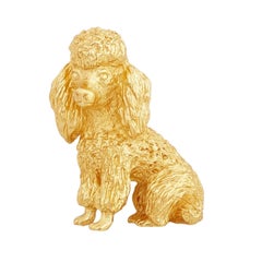 Vintage Gold Poodle Dog Figural Brooch by Crown Trifari, 1960s