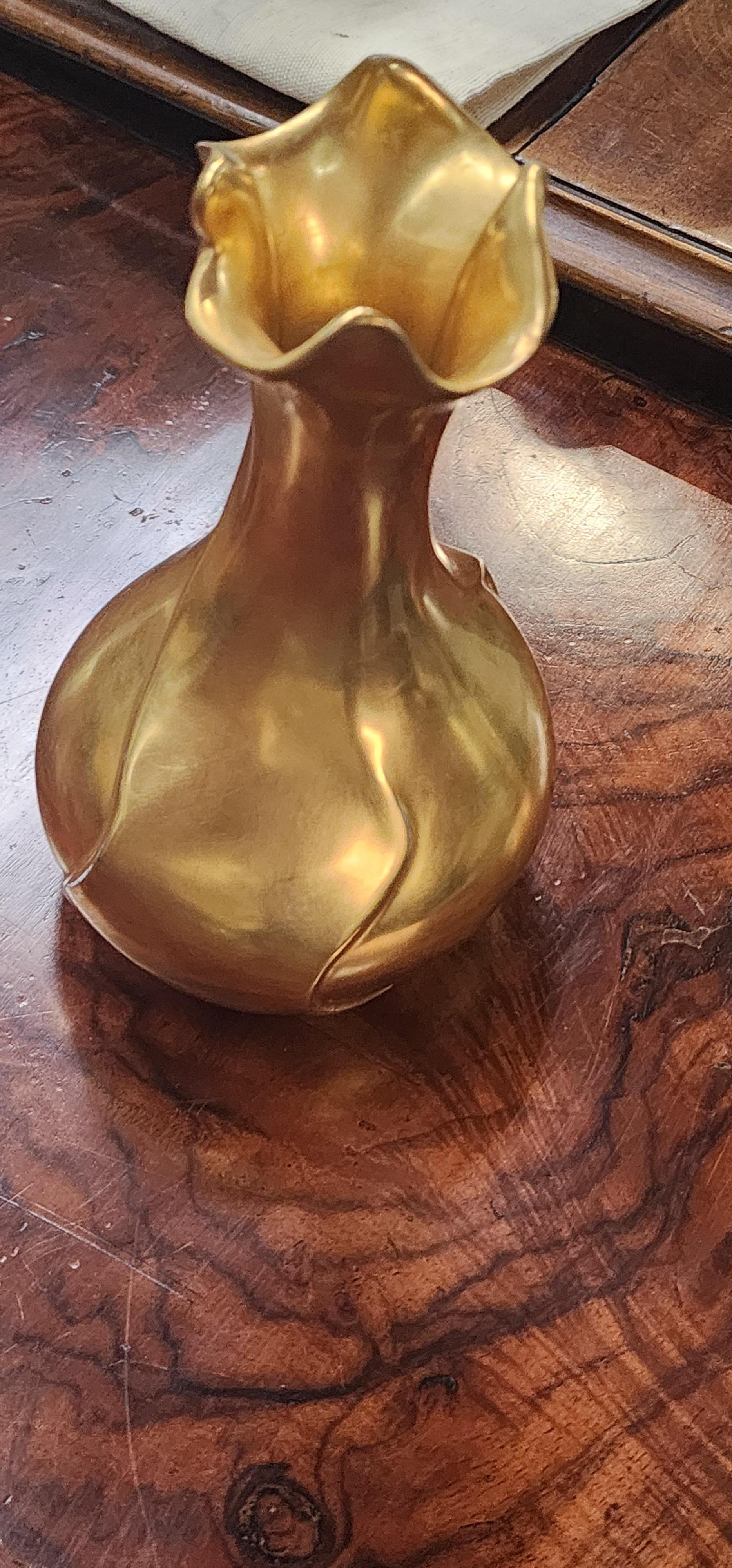 19th Century Gold Porcelain Art Nouveau Vase  For Sale