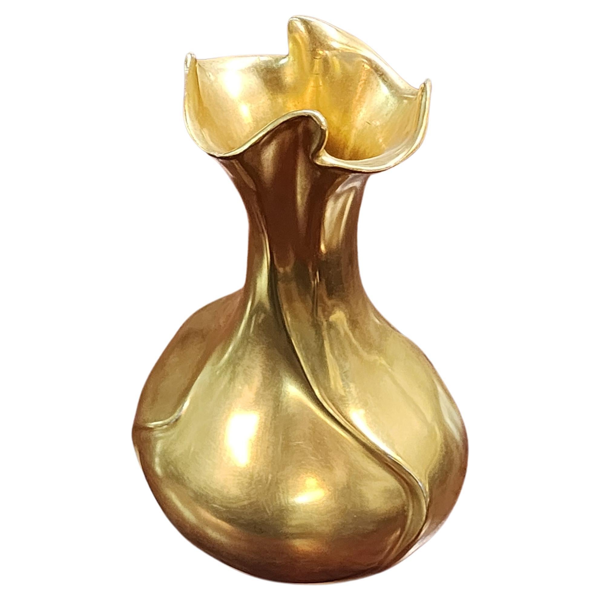 Gold Porcelain Art Nouveau Vase  For Sale
