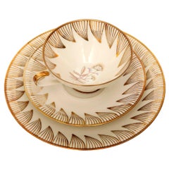 Gold Porcelain Breakfast Set, Bavaria, Germany, Mid-Century Modern, 1950s