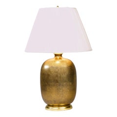 Gold Porcelain Faux Shagreen Vase Table Lamp