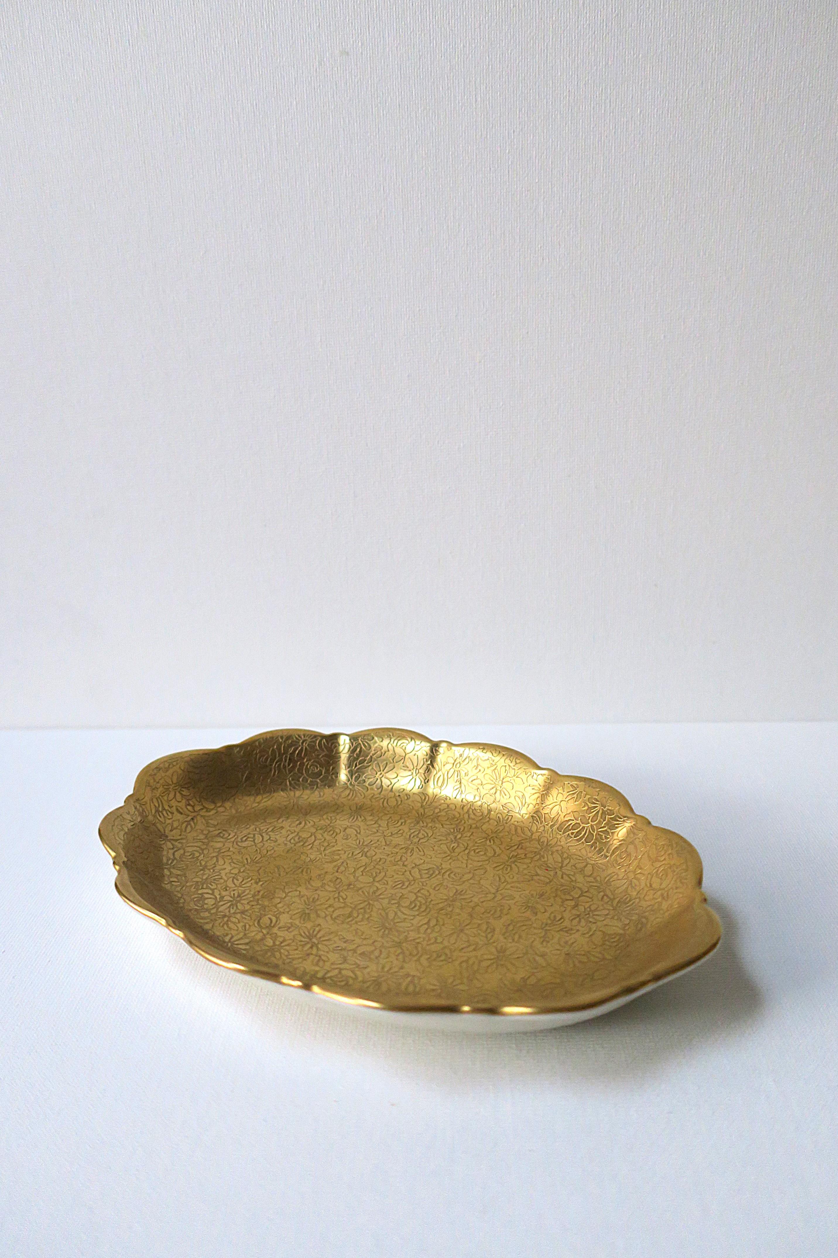 American Gold Porcelain Jewelry Dish For Sale