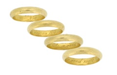 Gold posy ring 'Noe joy in life like a good wife', circa 18th century.