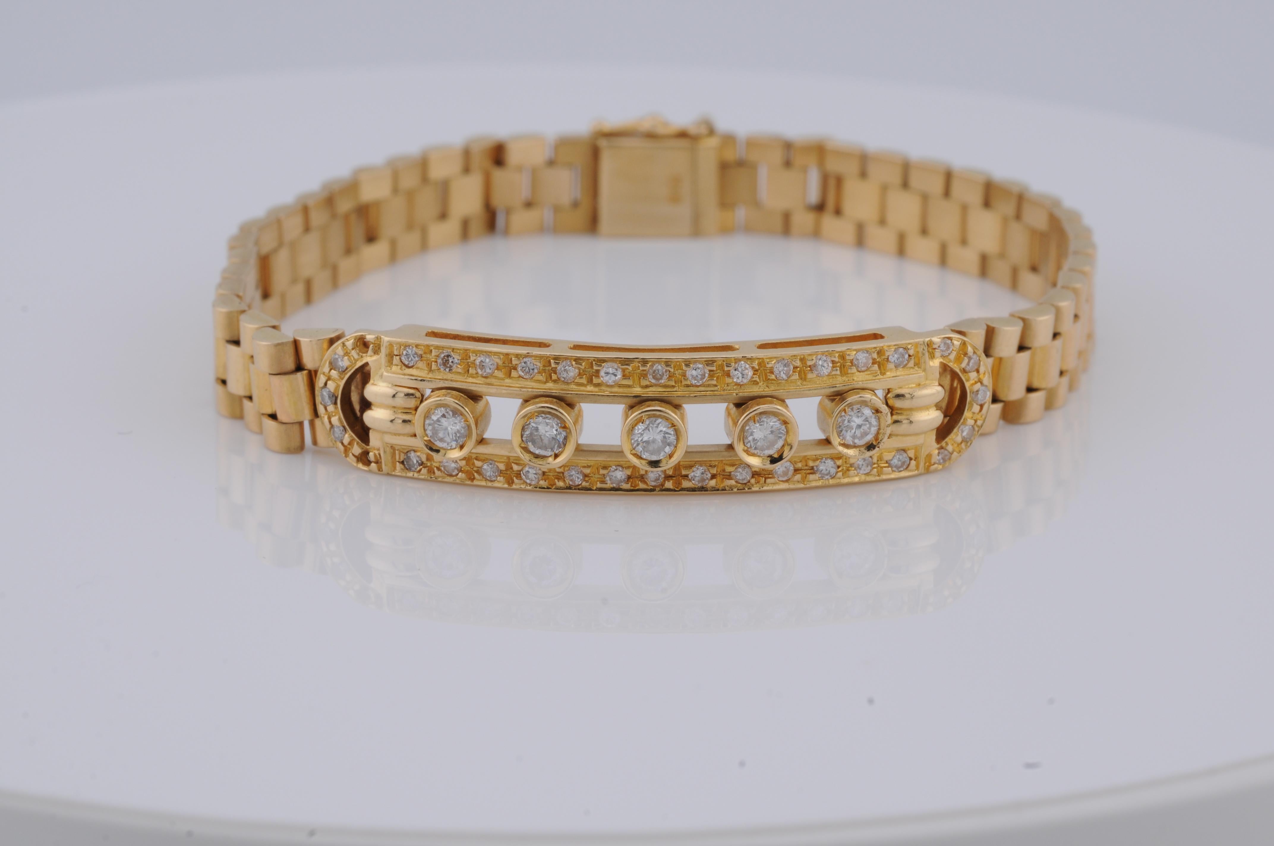 Aesthetic Movement Gold president bracelet with diamonds For Sale