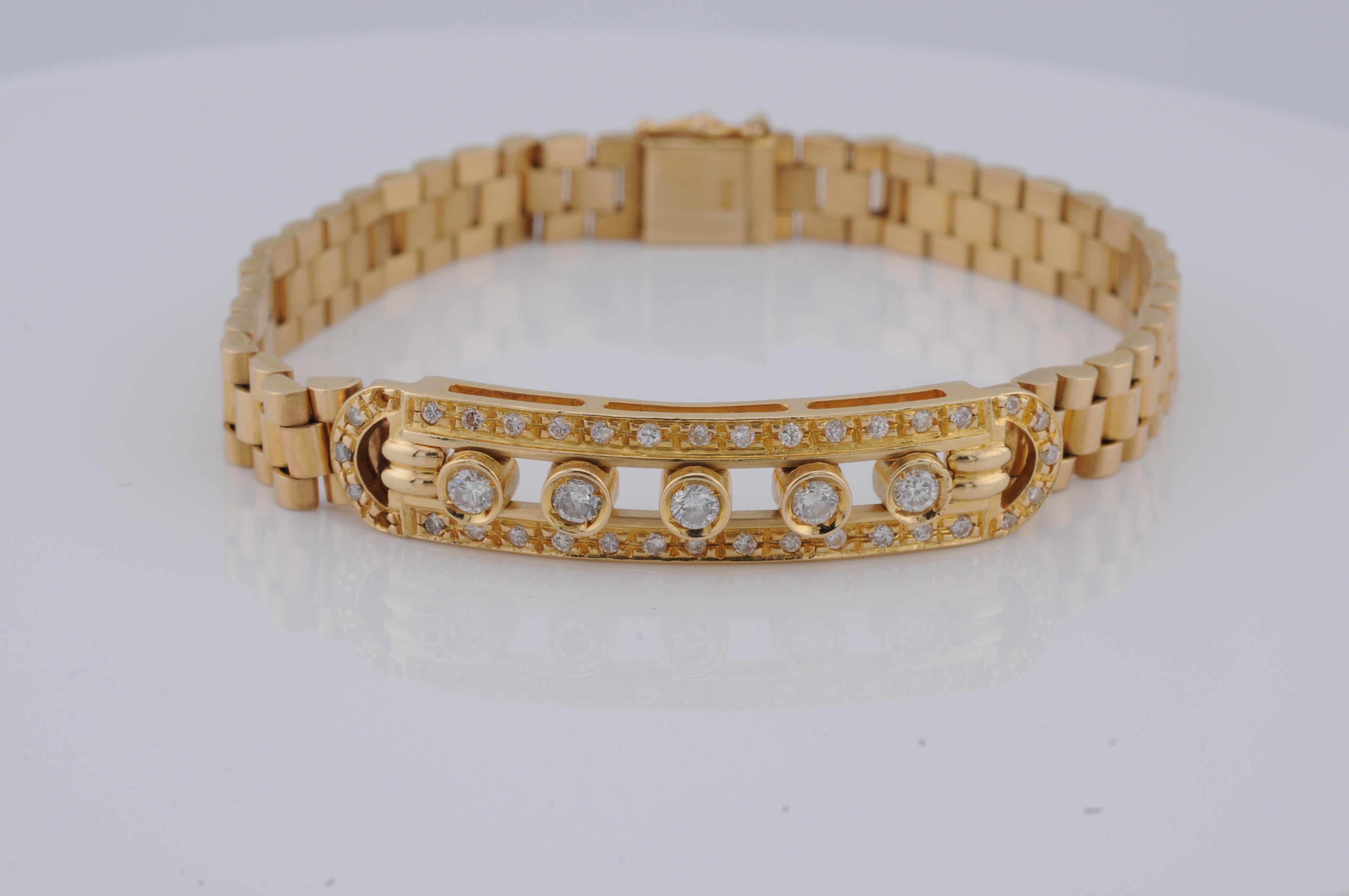 Brilliant Cut Gold president bracelet with diamonds For Sale