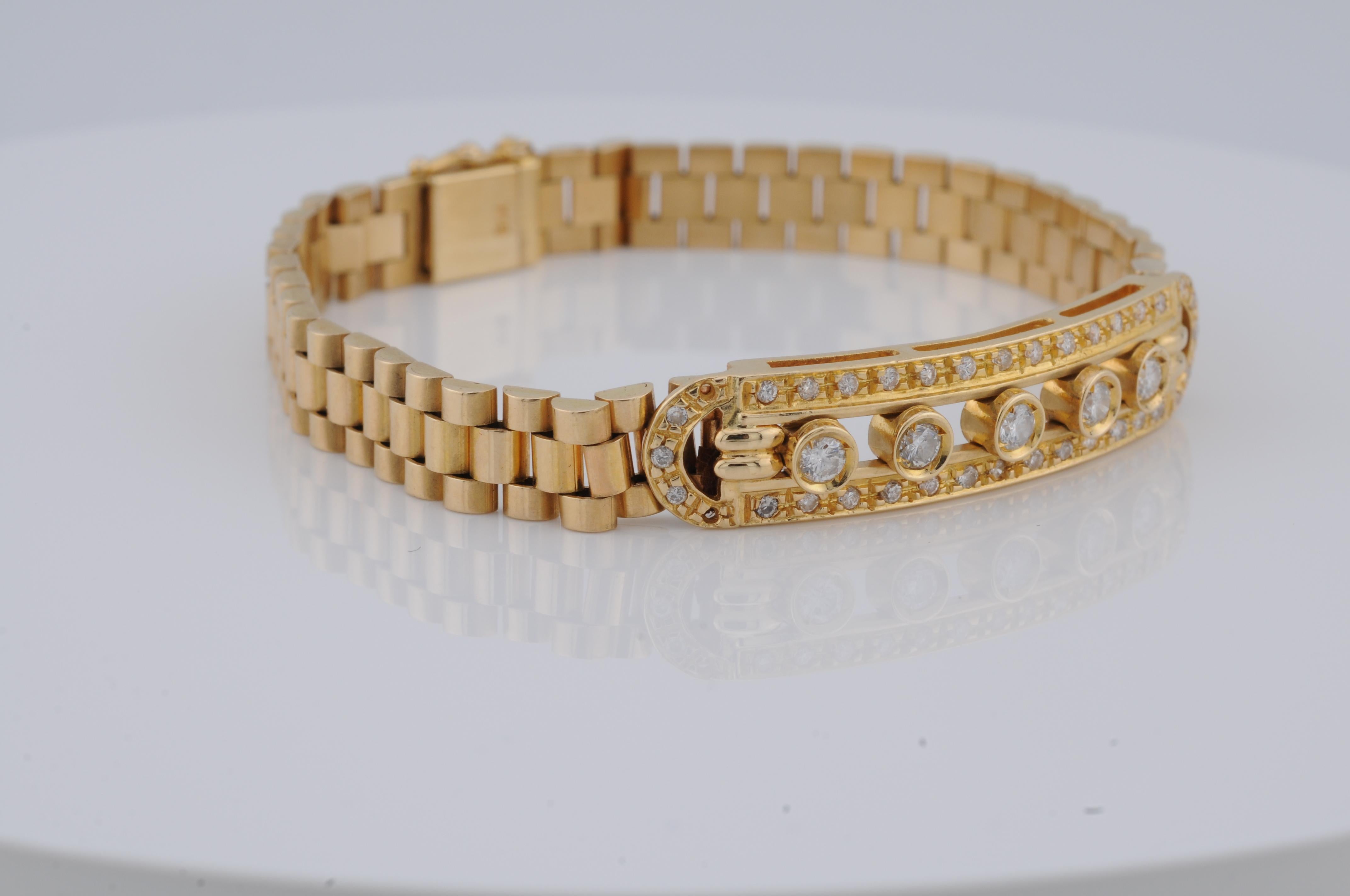 Women's or Men's Gold president bracelet with diamonds For Sale