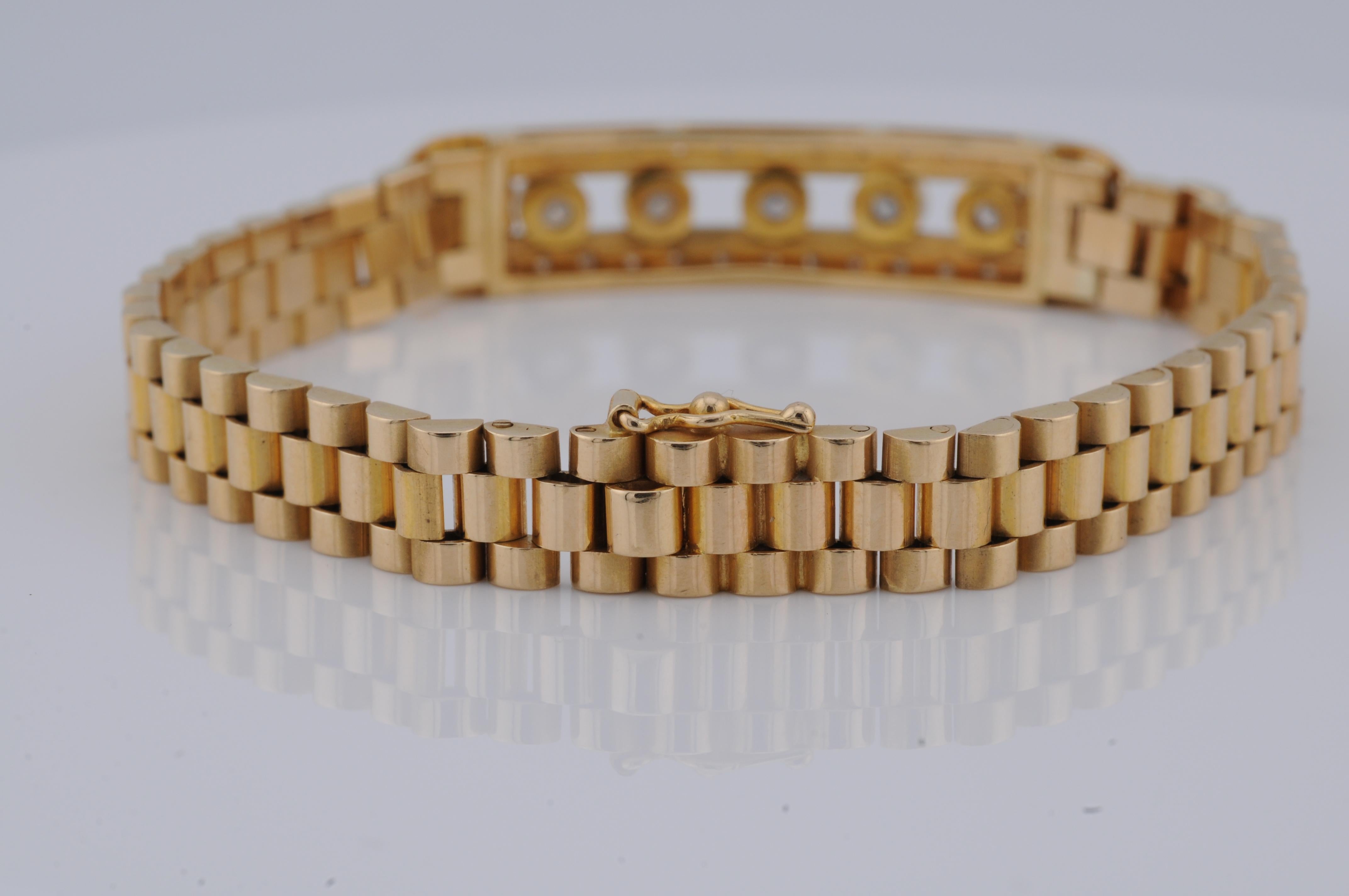 Gold president bracelet with diamonds For Sale 3