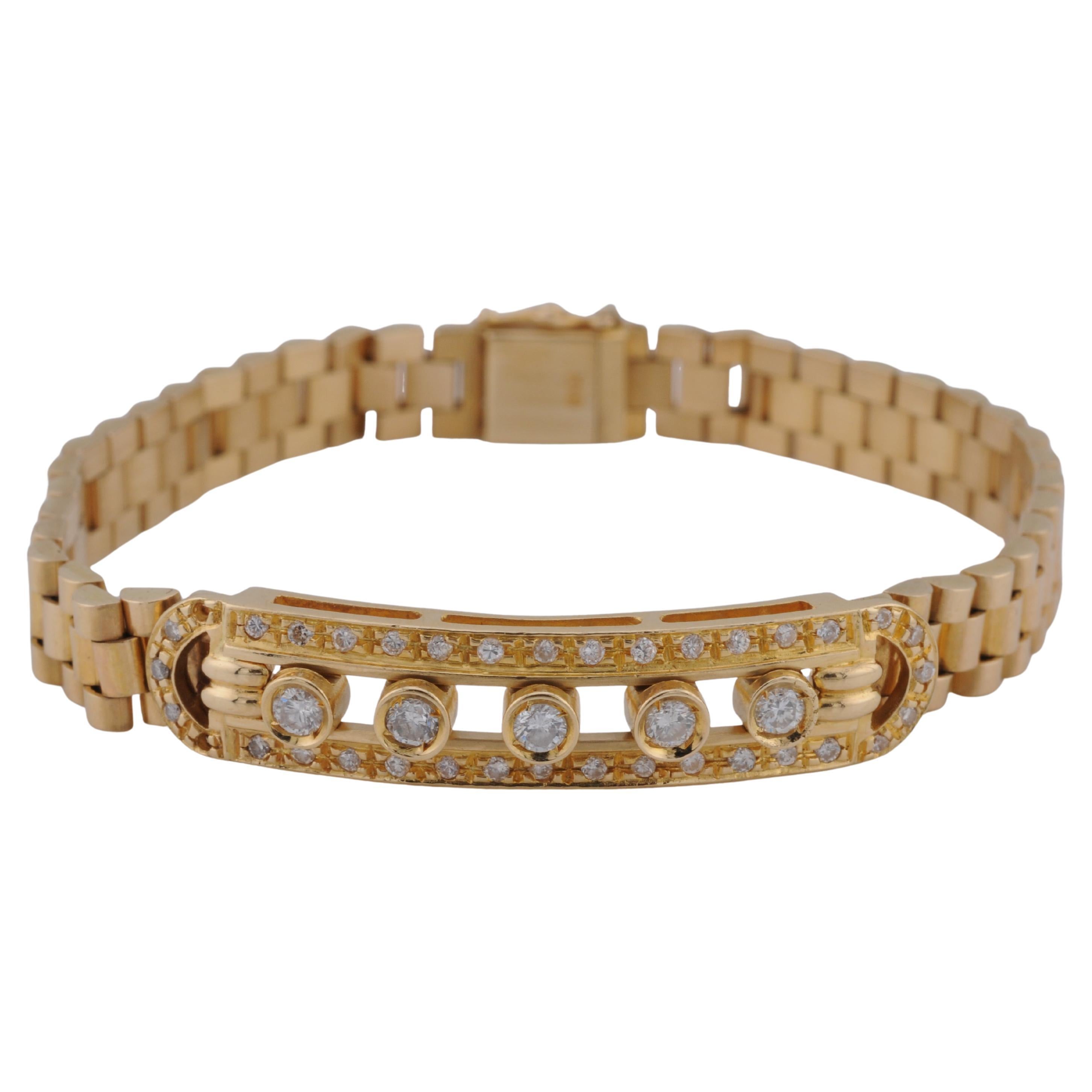 Gold president bracelet with diamonds For Sale