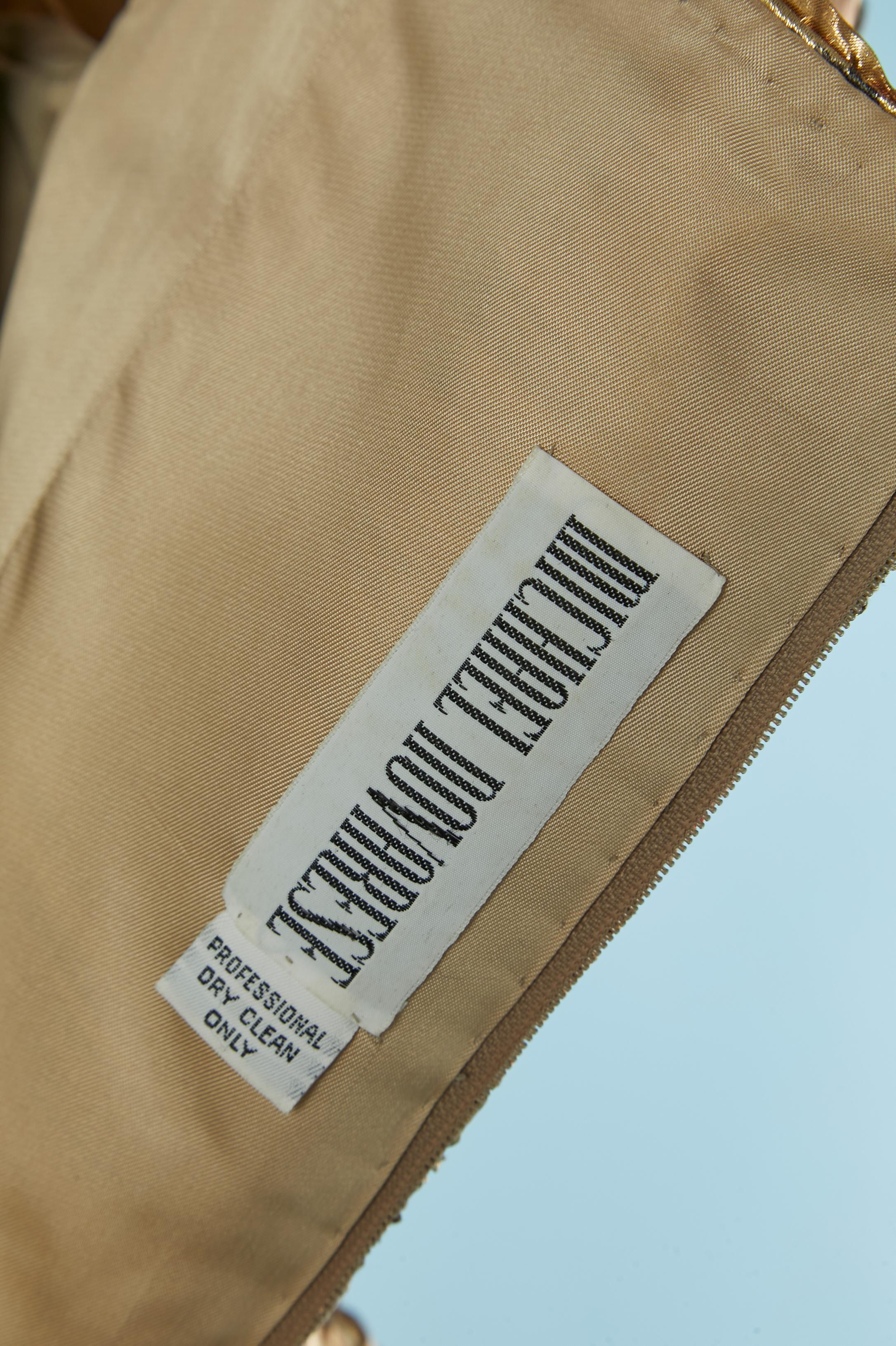 Abito da sera drappeggiato in lamé stampato oro MICHAELA NOVARESE per Bergdorf Goodman in vendita 2