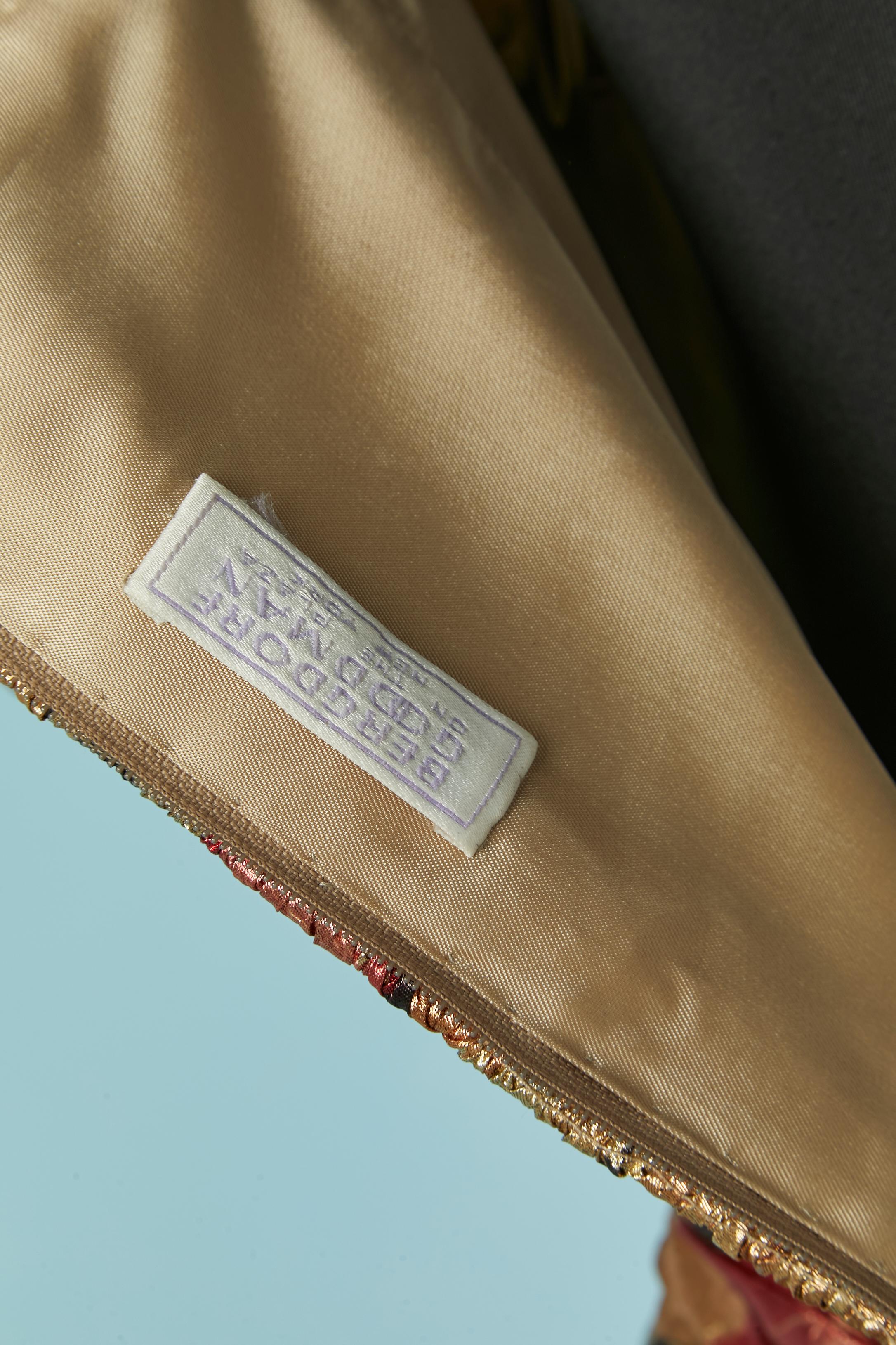 Abito da sera drappeggiato in lamé stampato oro MICHAELA NOVARESE per Bergdorf Goodman in vendita 3