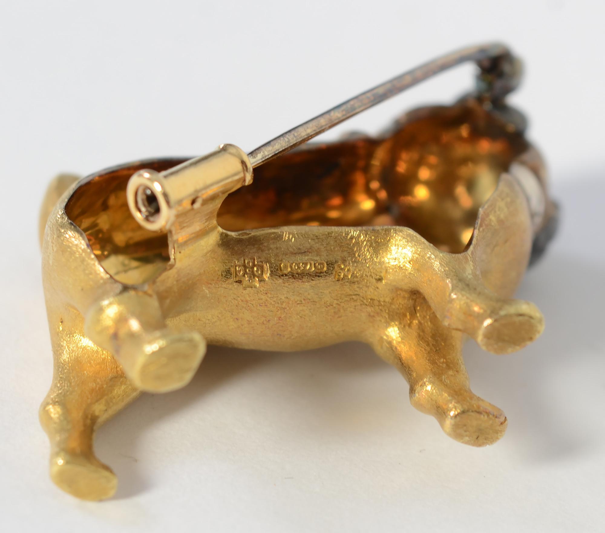 Brilliant Cut Gold Pug Dog Brooch