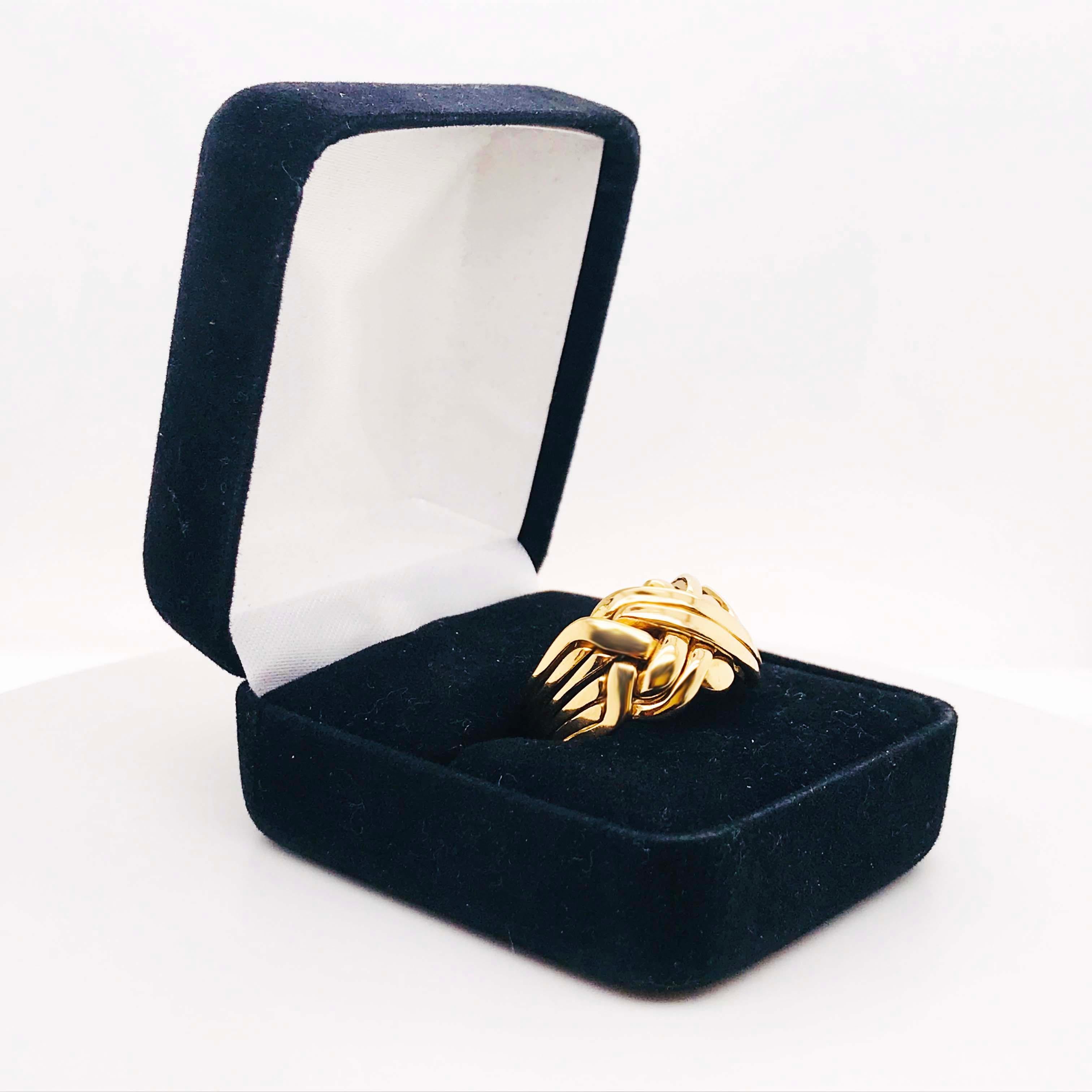Retro Gold Puzzle Ring, Men's 14K Yellow Gold Original Puzzle Ring Soldered Together