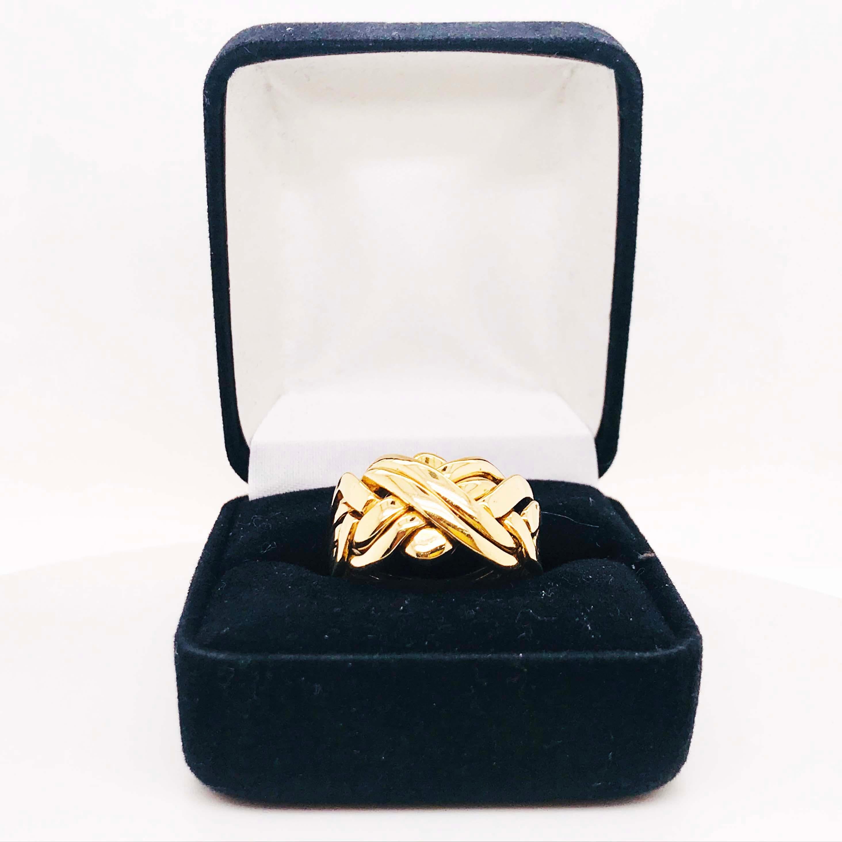 Gold Puzzle Ring, Men's 14K Yellow Gold Original Puzzle Ring Soldered Together In Excellent Condition In Austin, TX