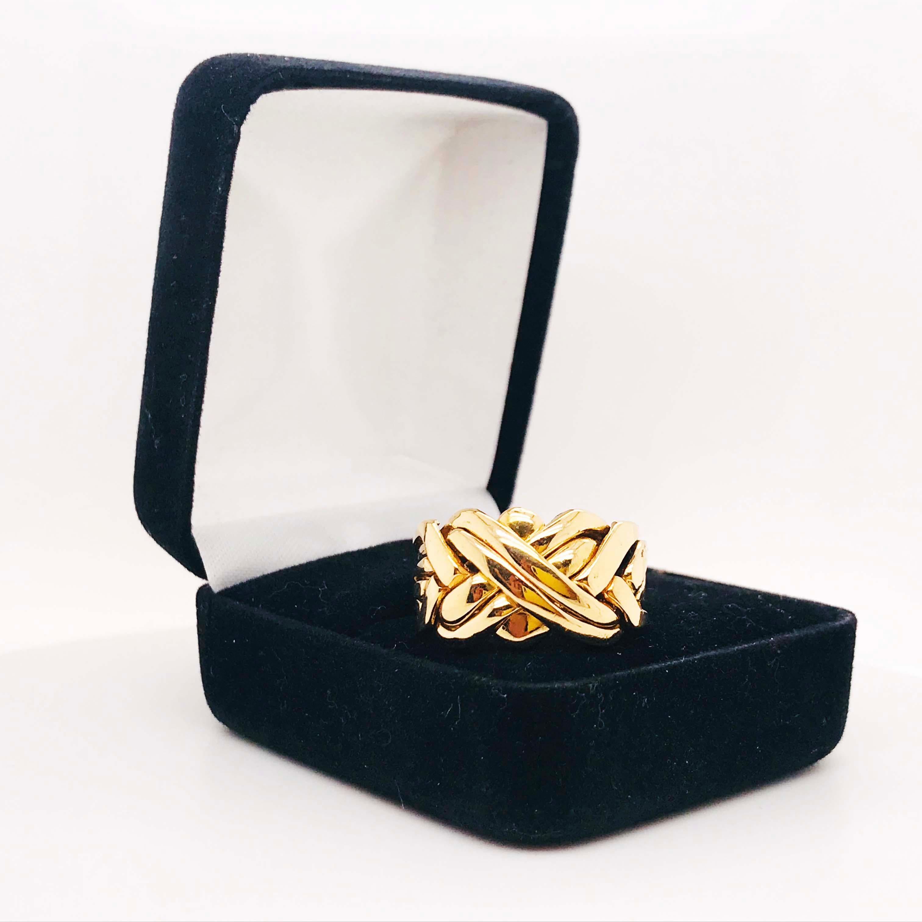 Gold Puzzle Ring, Men's 14K Yellow Gold Original Puzzle Ring Soldered Together 1