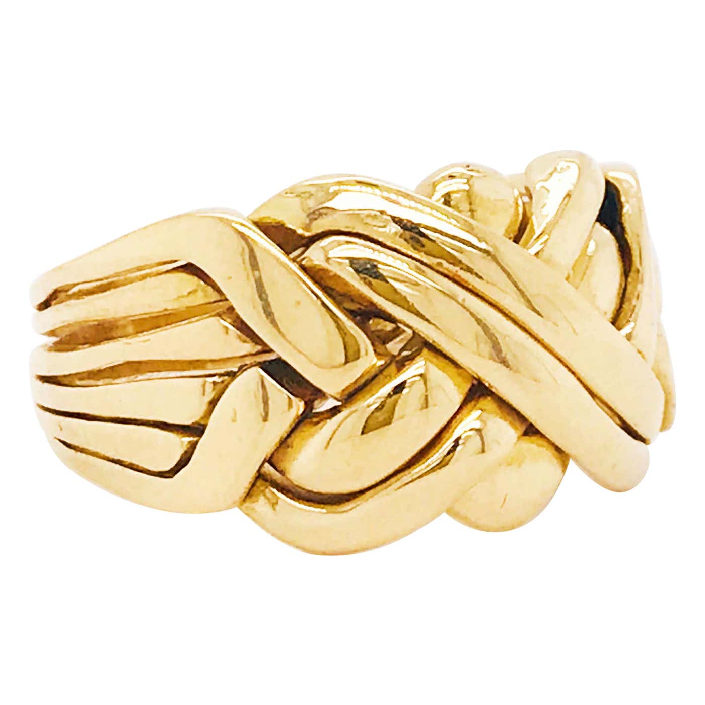 Gold Puzzle Ring, Men's 14K Yellow Gold Original Puzzle Ring Soldered ...