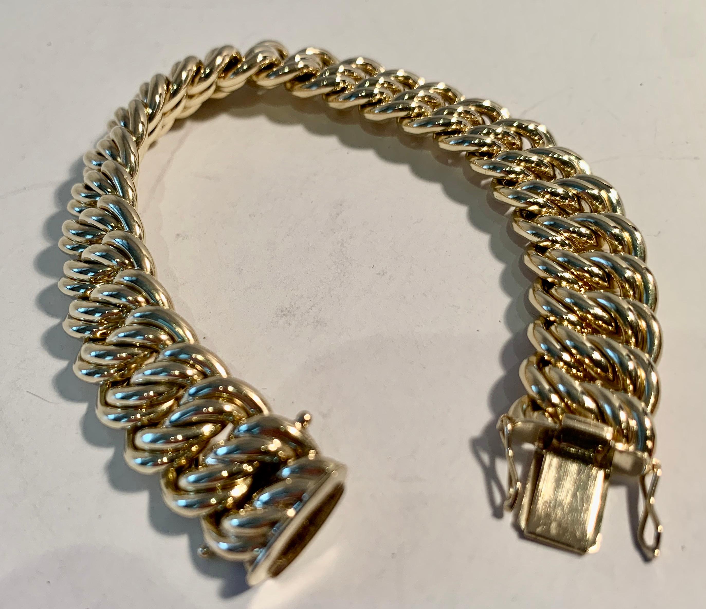 Gold Vierfaches Curb Link Armband im Zustand „Gut“ in West Palm Beach, FL