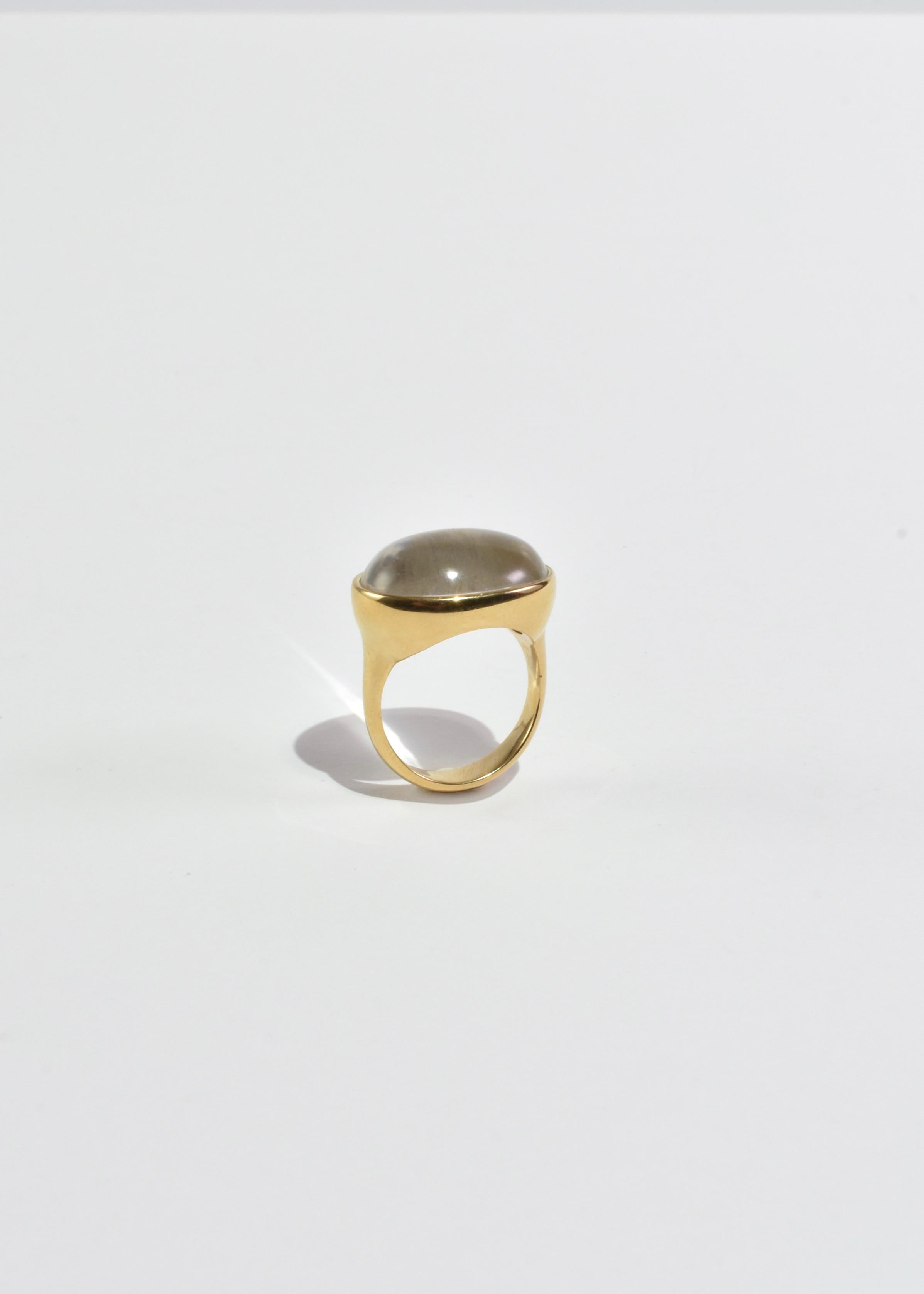 Women's or Men's Gold Quartz Ring For Sale